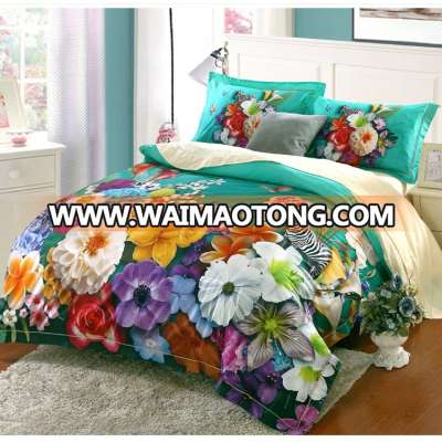 100% Cotton Queen Size Digital 3D bed cover set