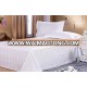 Cheap 100% Polyester White Jacquard Stripe Hotel Bed Sheet